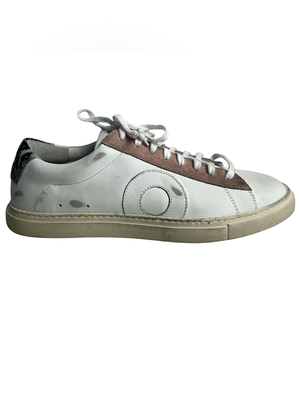 Oliver Cabell Belmont Demi Distressed Leather Sneaker Animal Print EU 41/US 8
